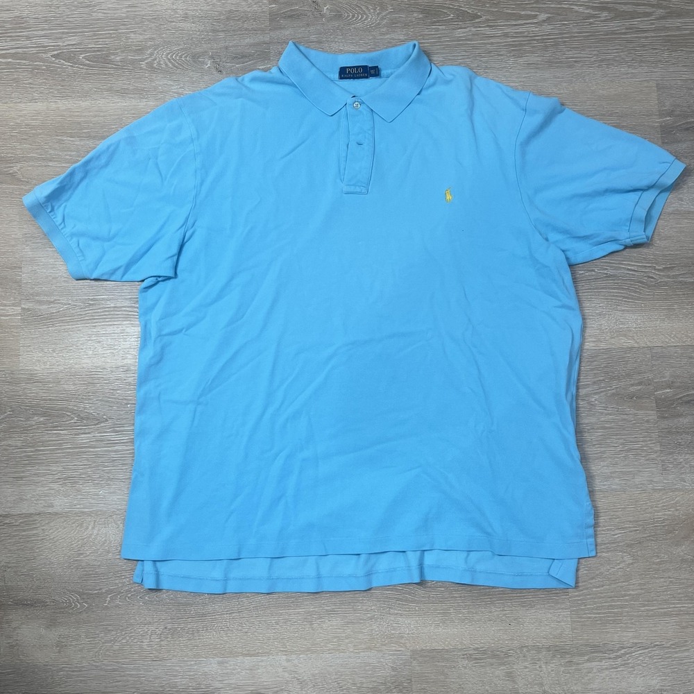 Polo Ralph Lauren Polo Shirt Mens 3XLT Light Blue Pony Logo Big Tall Pique Knit